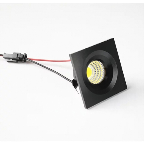 MINI SPOT LED ZEM EMBUTIR QUADRADO PRETO 3W 6500K