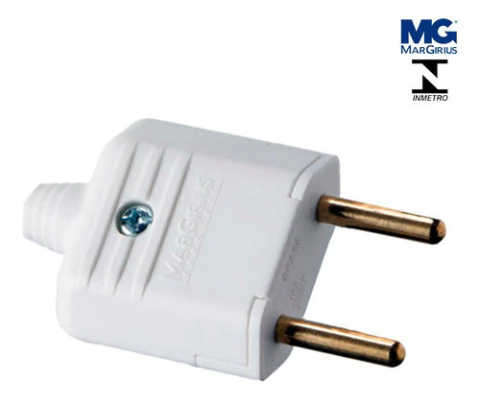 Plugue Macho Margirius 2 Pinos 10A Branco