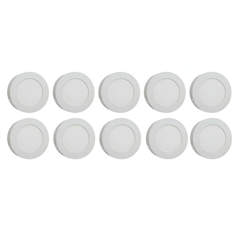 Kit 10 Paineis LED Redondo Sobrepor 6W 6000K Branco Frio