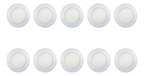 Kit 10 Paineis Led Redondo De Embutir Luminus 3w 6000k