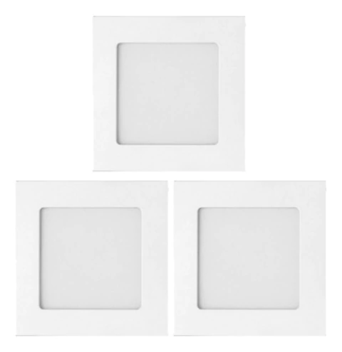 Kit 3 Painel Led Quadrado De Embutir Ld 6w Bivolt 3000k