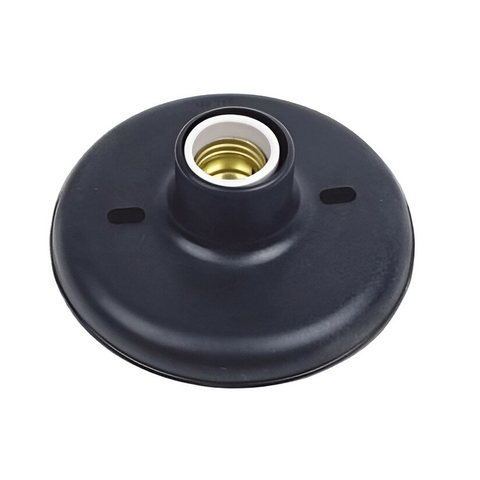 Plafon Com Soquete OPL E27 Porcelana 100W Preto