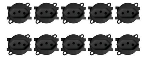 Kit 10 Modulos Tomada Piso Perlex 20a 3 Pinos Preto