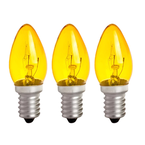 Lampada Chupeta E14 7W 127V Amarela Kit com 3 Unidades