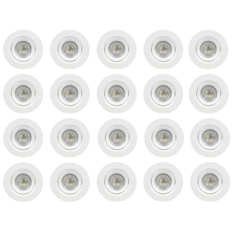 Kit 20 Spots LED Redondo Embutir Galaxy 3W 6500K Luz Branca