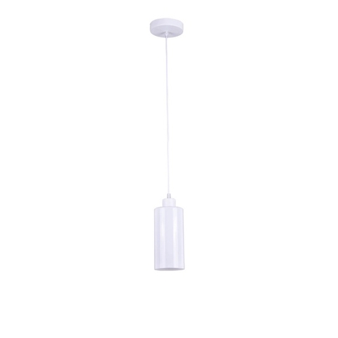 Pendente Cilindrico Blumenau De Vidro E27 Com Base De Aco Branco