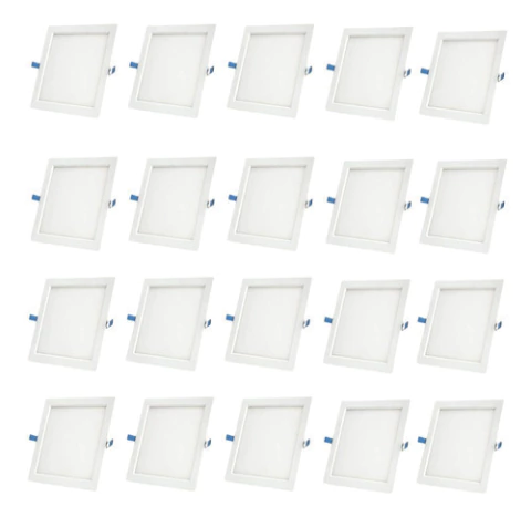 Kit 20 Painéis Led Quadrado De Embutir Ford 18w Bivolt 4000k