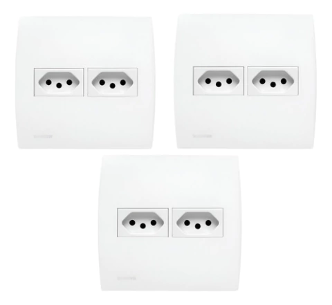 Kit 3 Conjuntos 4x4 Tomada Dupla 20A Soprano Siemens Ilus