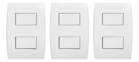Kit 3 Conjuntos Interruptores Duplos Paralelos Soprano Ilus