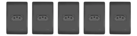 Kit 5 Conjuntos Tomada 20a 3 Pinos Fame Habitat Black