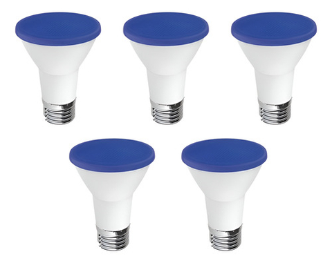Kit 5 Lampada LED PAR20 Luminatti E27 6W Bivolt Azul