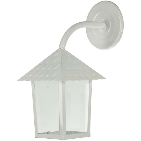 Arandela Colonial Blumenau Quadrada Branca Vidro Liso Com Braço Superior