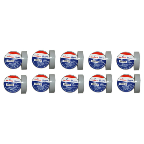 Kit 10 Fitas Isolantes De 18MM X 10 Metros Decorlux Cinza