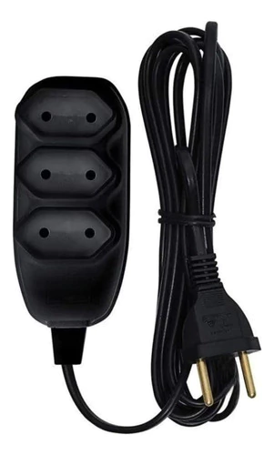 Extensao Jr 3 Tomadas 2 Metros Preto