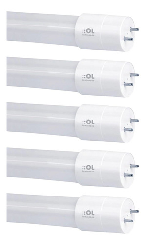 Kit 5 Lampadas Led Tubular T8 Ol 9w 3000k