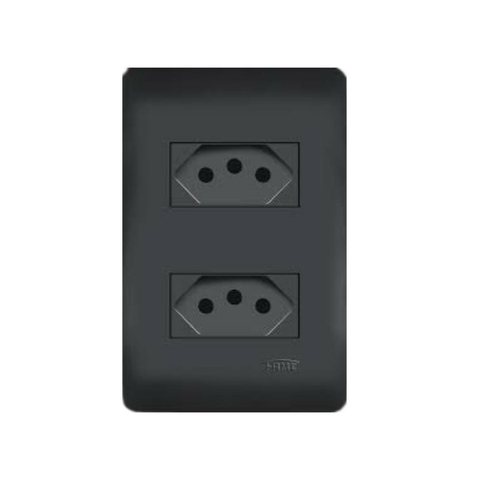 Conjunto tomadas duplas 20a 3 pinos fame habitat black