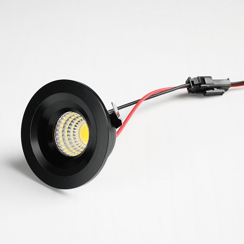 MINI SPOT LED ZEM EMBUTIR REDONDO PRETO 3W 3000K