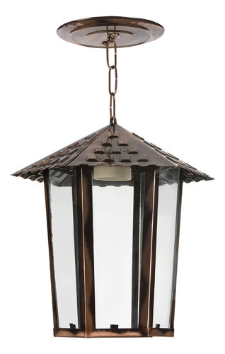 Arandela Lustre Pendente Colonial Sextavado Ouro Velho Cor Marrom 110v/220v (bivolt)