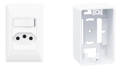 Caixa + Conjunto Interruptor e Tomada 10A Fame Externa