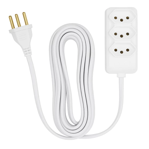 Extensao 3 Tomadas Fame 5 Metros Branca