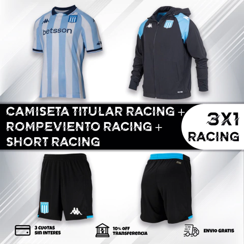 3x1 RACING: CAMISETA TITULAR + ROMPEVIENTO + SHORT - comprar online