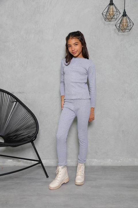 Conjunto Manga Longa Cinza Mescla - comprar online