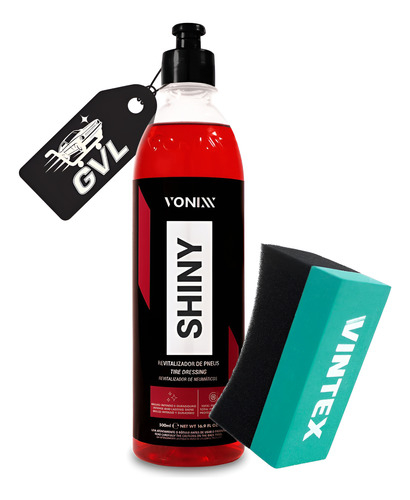 Shiny Vonixx Selante De Pneus 500ml Brilho Molhado Aplicador Vermelho