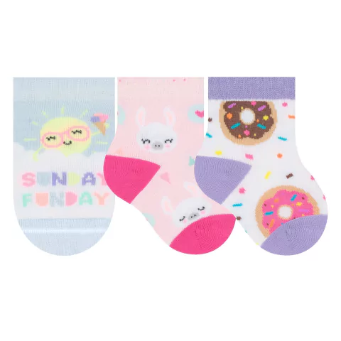 1030 - Meia bebê Menina com 3 pares - Selene