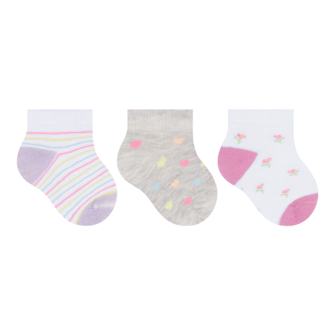 1150 - Meia bebê Menina com 3 pares - Selene