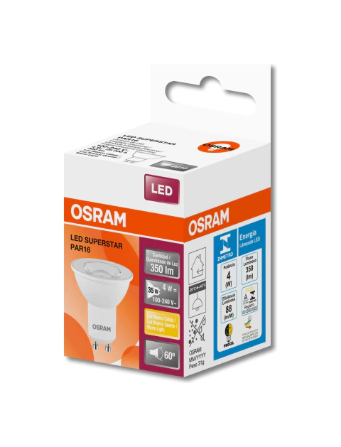 7018803 - LED Dicróica PAR16 4W 2700K BIV GU10 - Osram