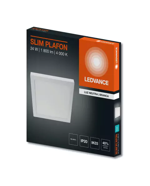 7021596 - Plafon Slim Quadrado 24W 4000K Branco - Ledvance