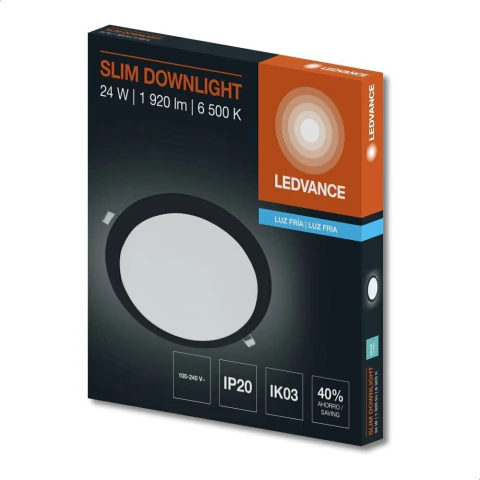 7021654 - Plafon Slim Redondo 24W 6500K Preto - Ledvance