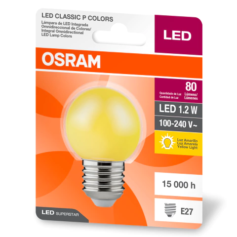 7016133 - LED Bolinha Amarela 1.2W 70lm BIV E27 - Osram
