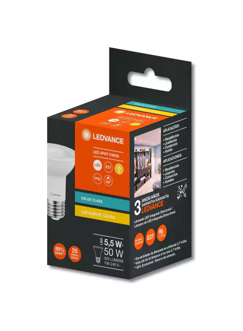 7019655 - LED PAR20 5,5W 3000K 525lm 25° BIV E27 - Ledvance