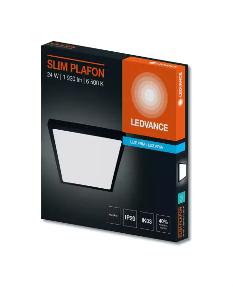 7021613 - Plafon Slim Quadrado 24W 3000K Preto - Ledvance