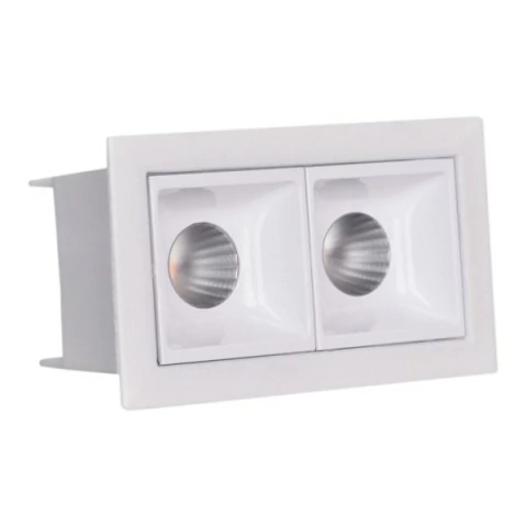 303652 - Spot LED de Embutir 2x Downlight Quadrado Branco 4W 2700K - Brilia