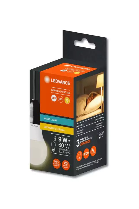 7020753 - Bulbo 9W 3000K 806lm BIV E27 CLA60 - Ledvance