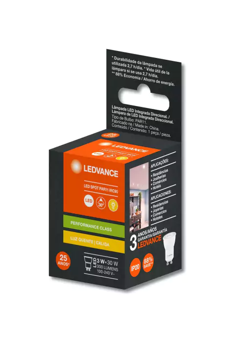 7019626 - LED Dicróica PAR11 3W 2700K BIV IRC90 - Ledvance
