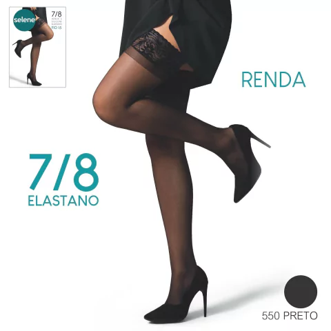 9630 - Meia Feminina 7/8 Com Renda - Selene