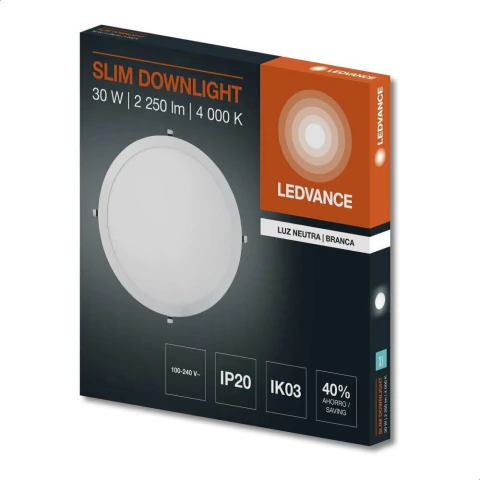 Painel Slim Redondo 30W 4000K 40cm Branco - Ledvance