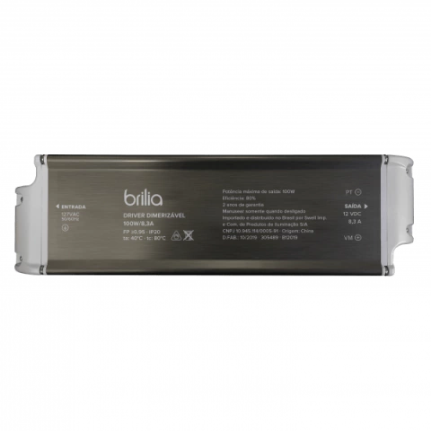 305489 - Driver Dimerizável 100W 12V 127V IP20 - Brilia