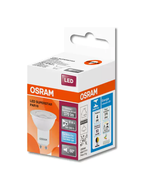 7018805 - LED PAR16 4W 6500K 60° BIV 370lm - Osram