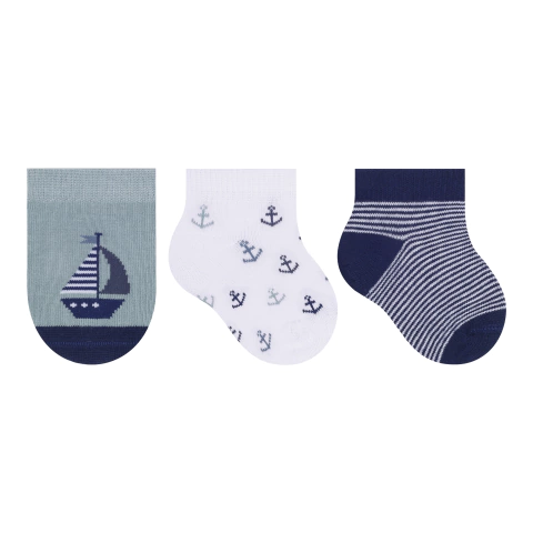 1150 - Meia Bebê Menino com 3 unidades - Selene