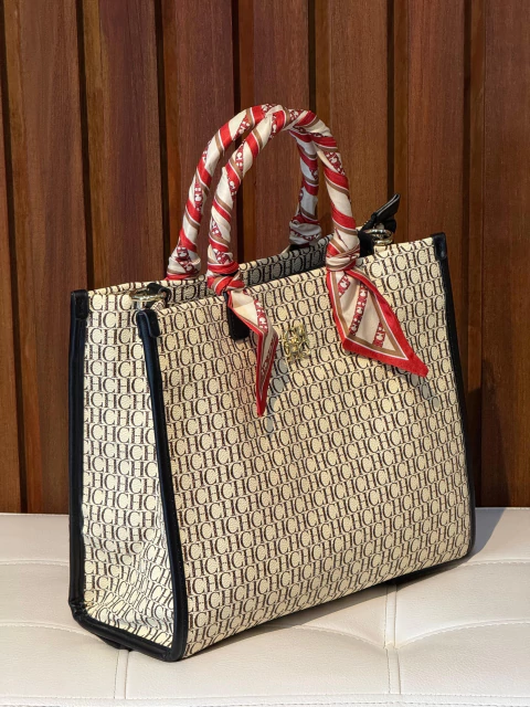 Bolso CH pañoleta beige con negro - comprar en línea