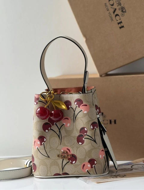 Tula coach beige cerezas - comprar en línea