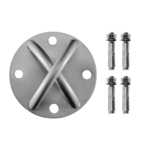 Anclaje de pared redondo de metal para TRX Suspension con cuatro agujeros y cuatro tornillos de fijación