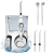 Irrigador bucal Gadnic AP100 blanco con tanque transparente y 5 boquillas intercambiables sobre fondo blanco