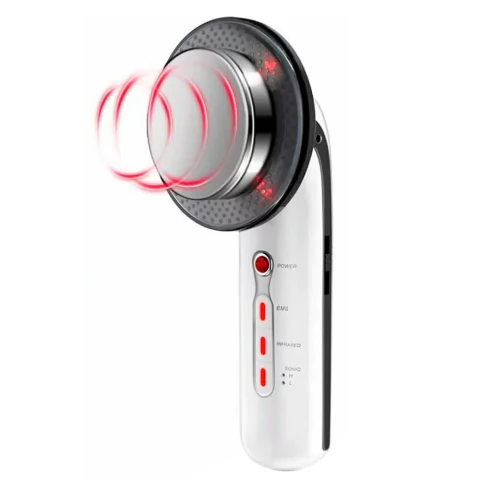Masajeador adelgazante ultrasónico Gadnic CPF40K con luz infrarroja y funciones EMS, color blanco y negro con detalles rojos