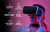 Persona usando lentes de realidad virtual VR Gadnic con luces moradas y rojas, mostrando características como conexión Bluetooth, lentes de última generación, control remoto, compatibilidad múltiple y material resistente
