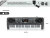 Teclado musical órgano MQ-6160 de 61 teclas con cargador homologado, parlantes integrados y pantalla LED, mostrando dimensiones y peso.